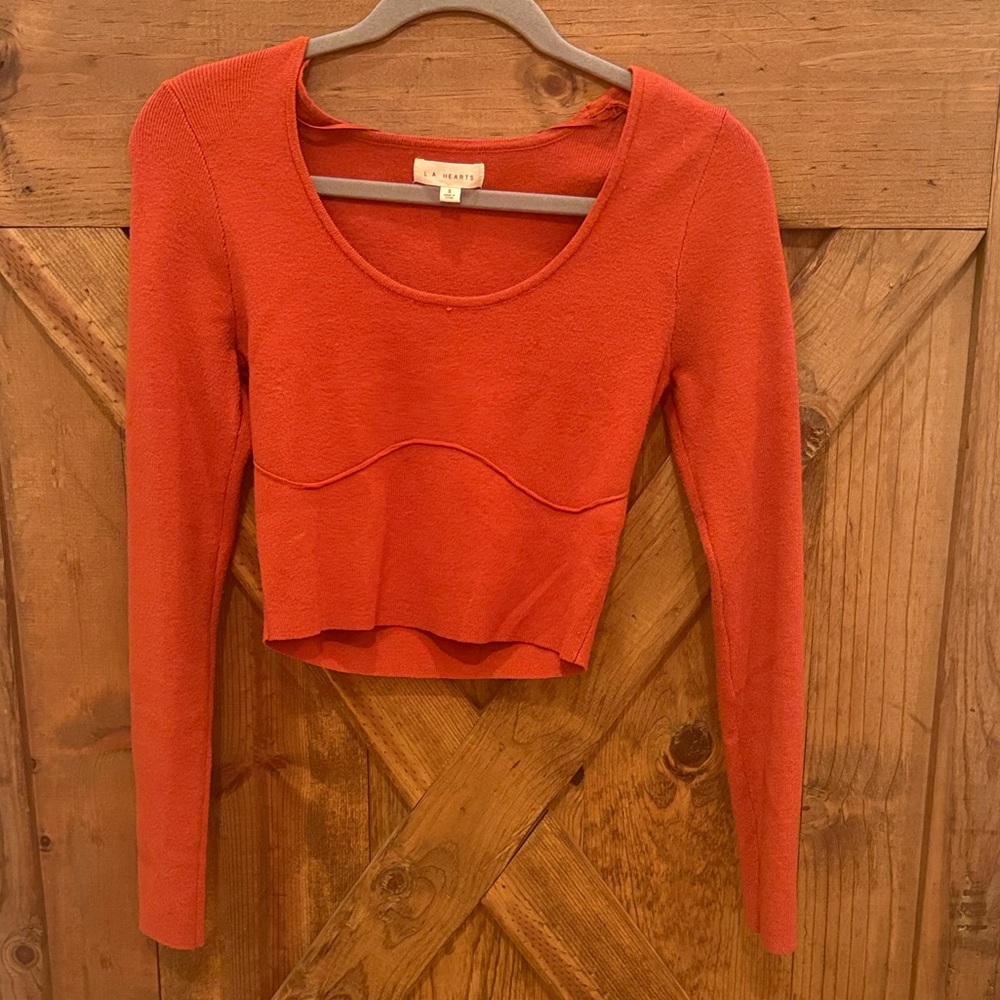 La Hearts Vibrant Red Knit Top